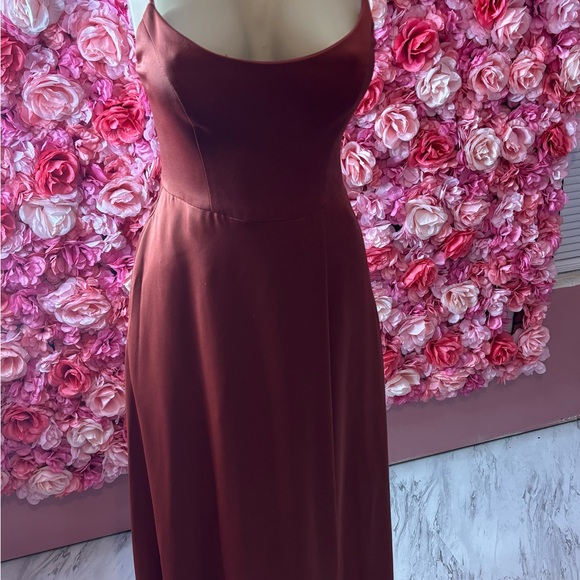 Bold Rust Slip Dress With Spaghetti Straps - Picture 5 of 6